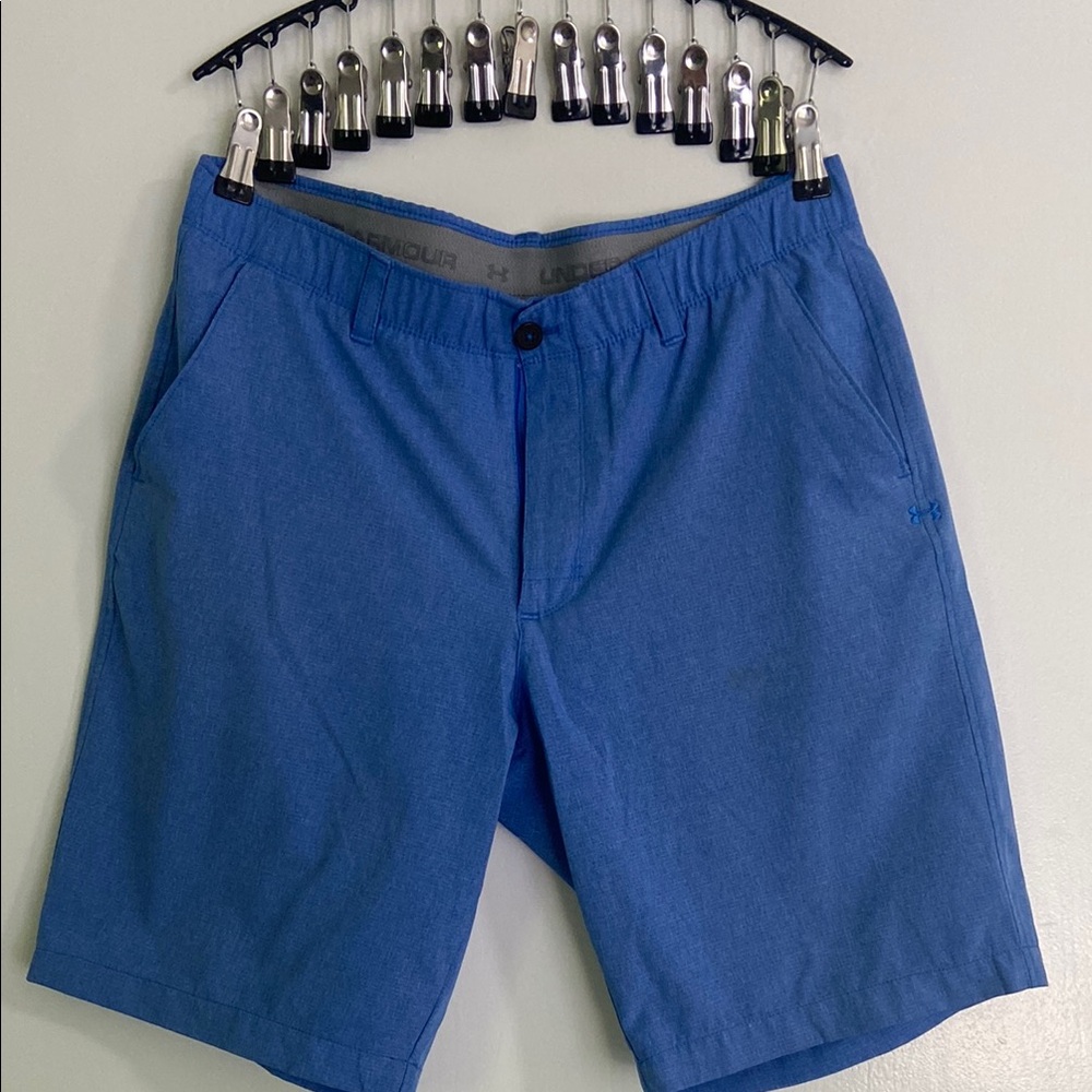 Under Armour Blue Flat Front Shorts Lightweight Casual
